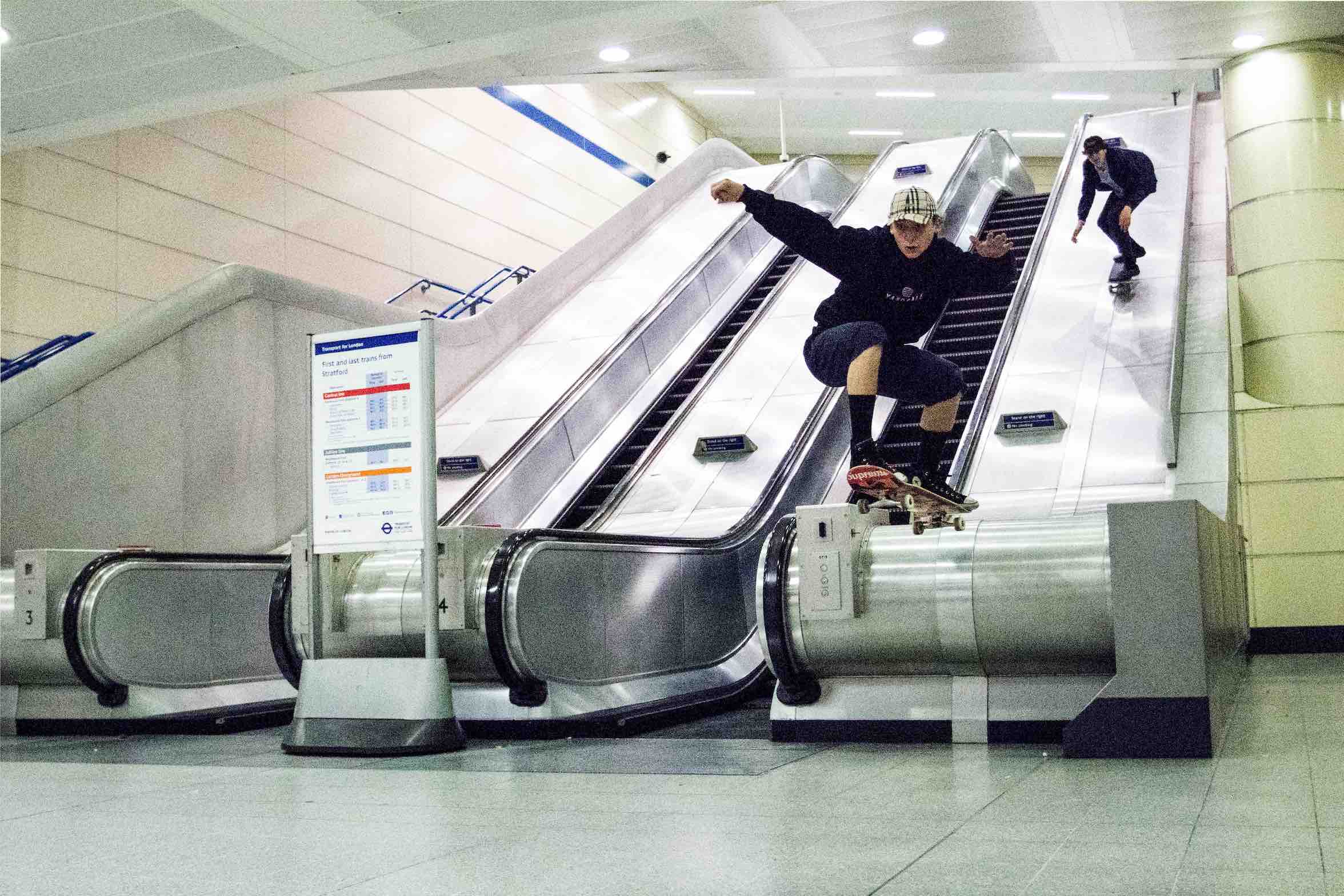 Skateboarder in the metro