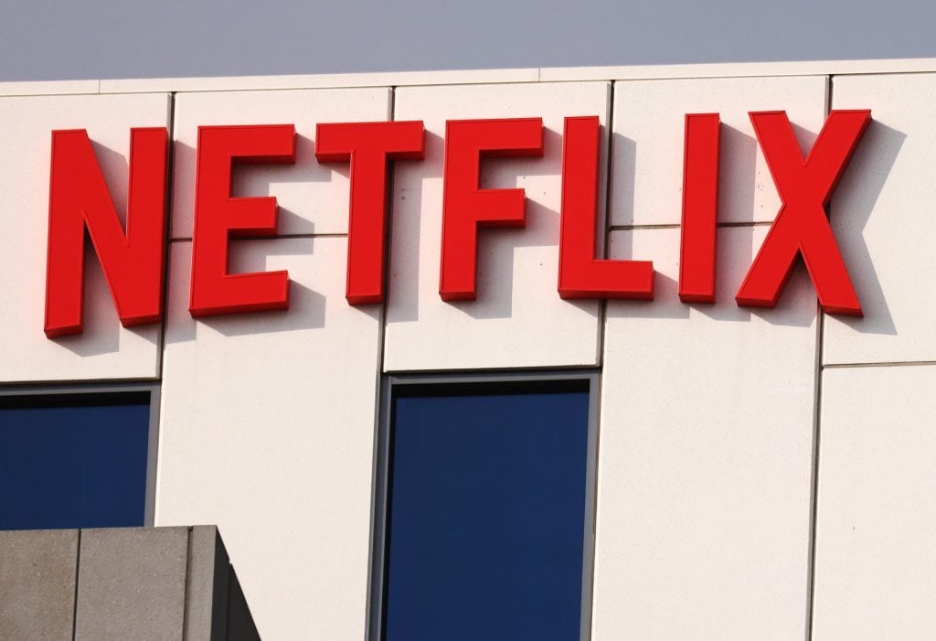 Netflix logo on side of building