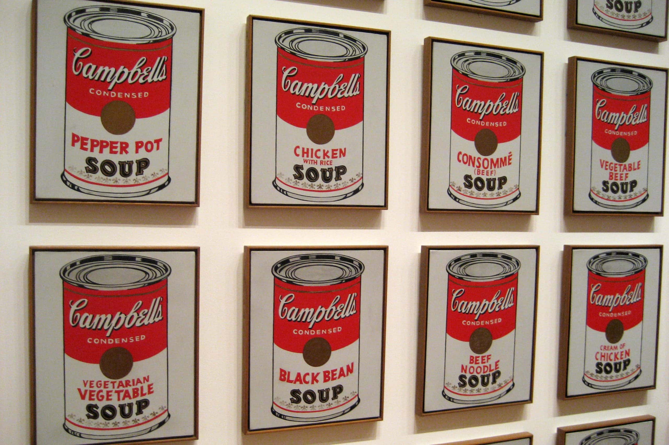 Campbell's Soup Cans, 1962 Synthetic polymer paint on thirty-two canvases, Each canvas 20 x 16_ (50.8 x 40.6 cm). Andy Warhol, American, 1928-1987 (2)