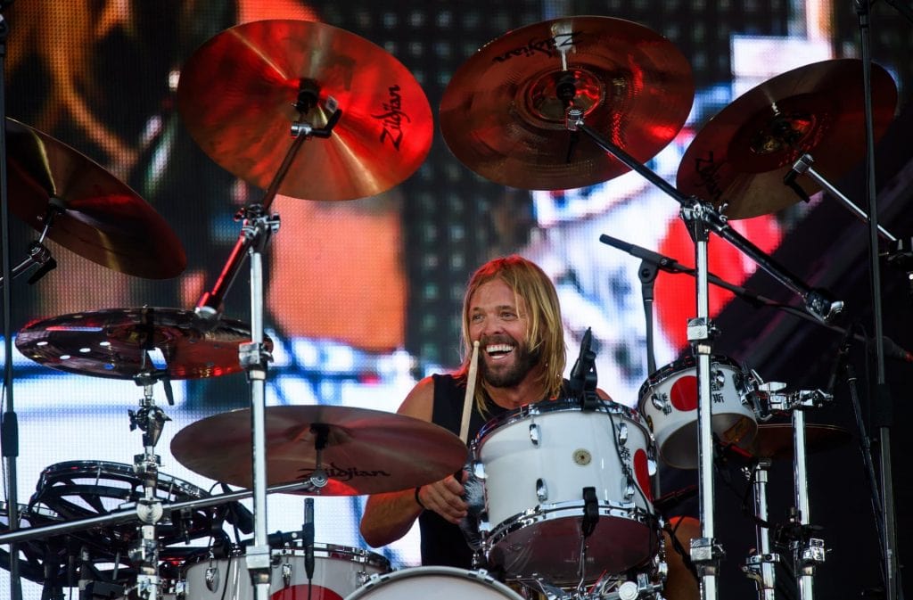 Taylor Hawkins playing the drums
