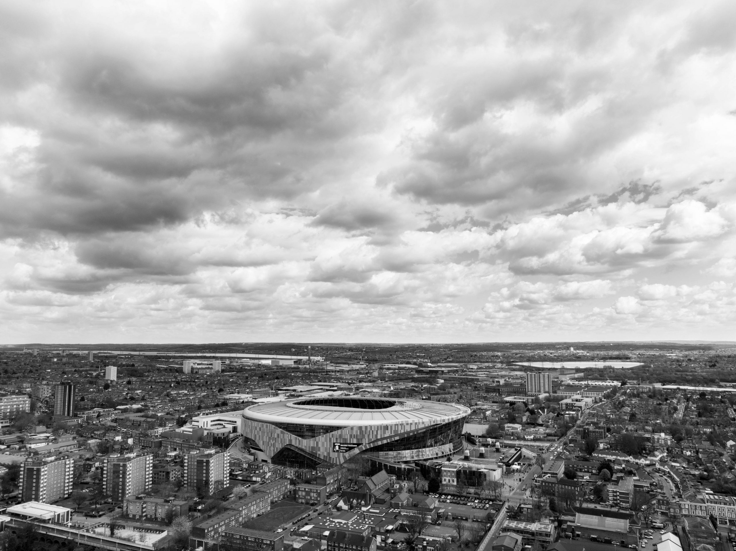 Spurs Stadium black and white