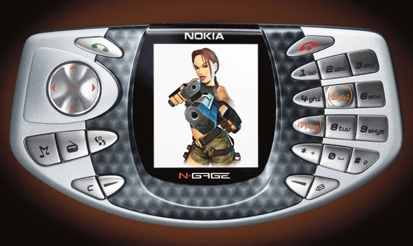 Lara Croft on an old Nokia screen