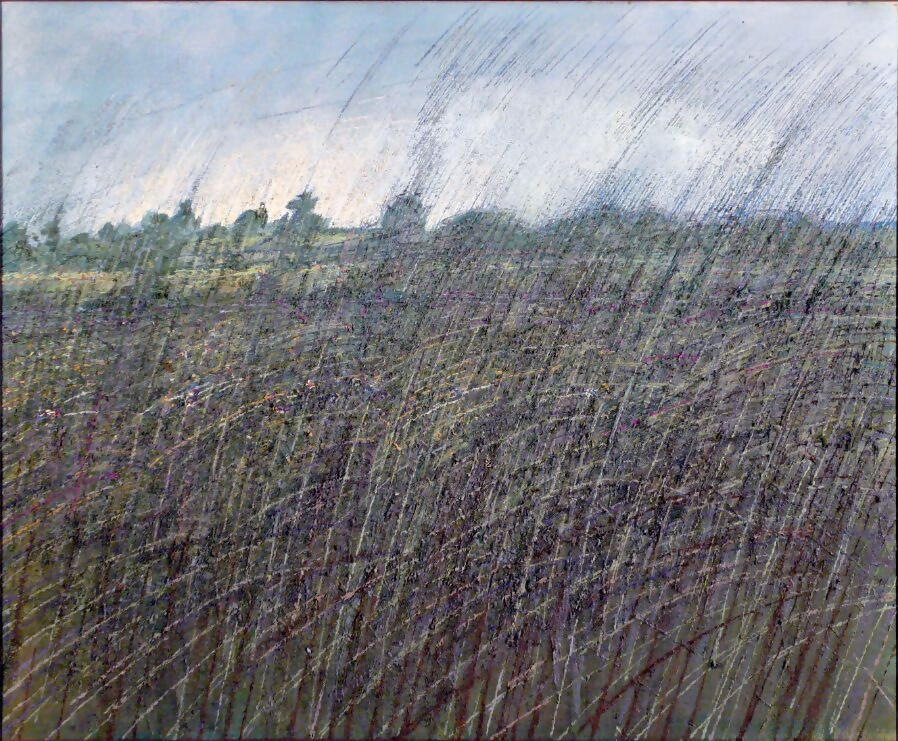Denis Wirth Miller, Rain, 1976, 91 x 122 cm. Copyright The Estate of Denis Wirth-Miller