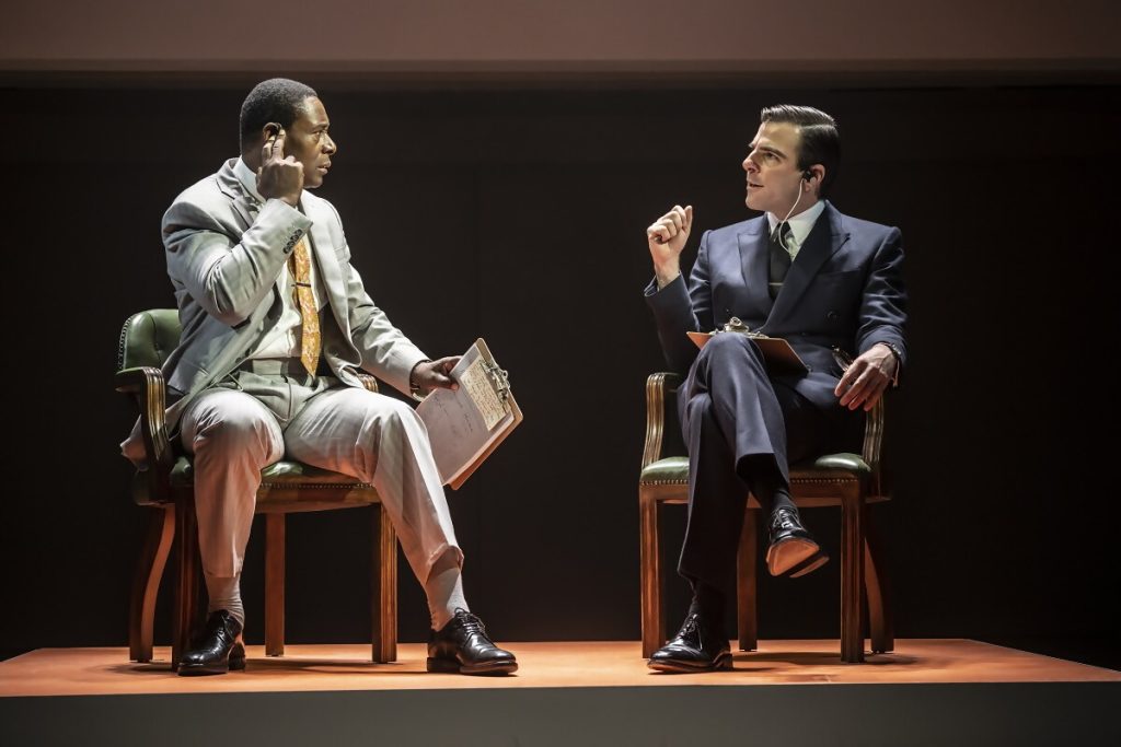David Harewood and Zachary Quinto in Best of Enemies at Noel Coward Theatre