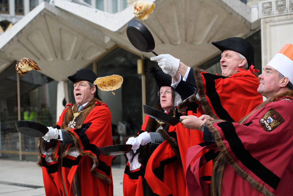 Inter-livery Pancake Race Takes Place At Guildhall Yard events london february 