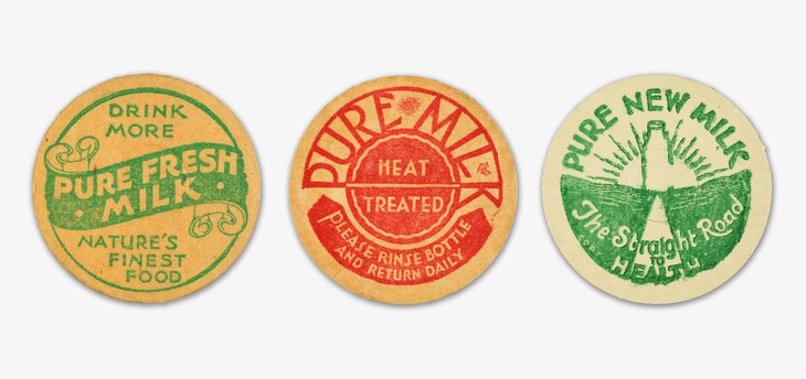Milk badges promoting its benefits. Copyright Wellcome Collection