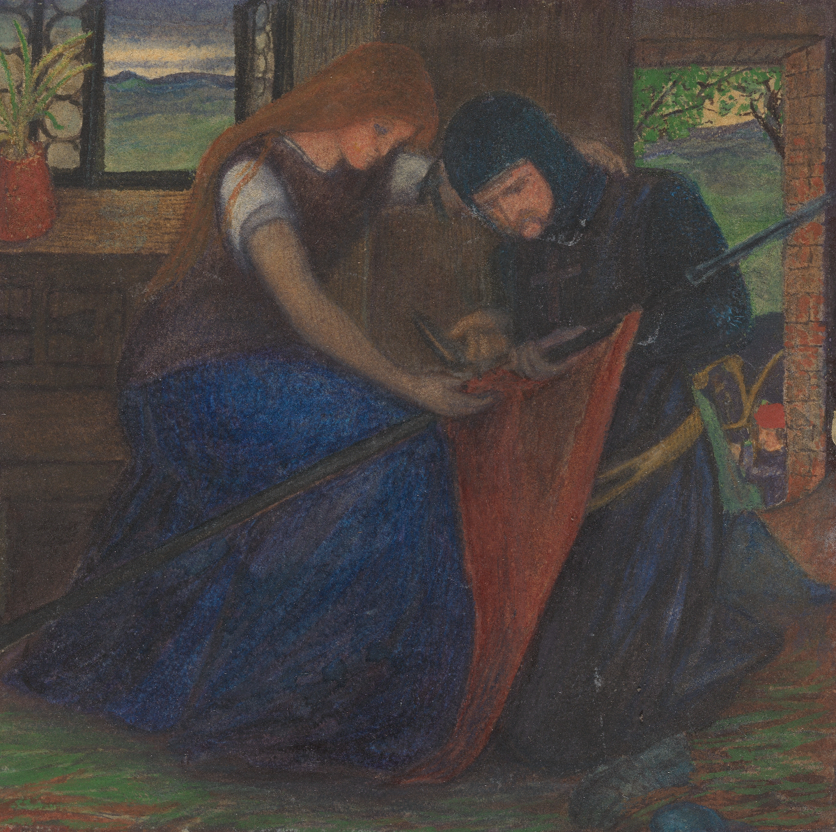 Elizabeth Eleanor Siddal, Lady Affixing Pennant to a Knight's Spear, 1856 (c) Tate