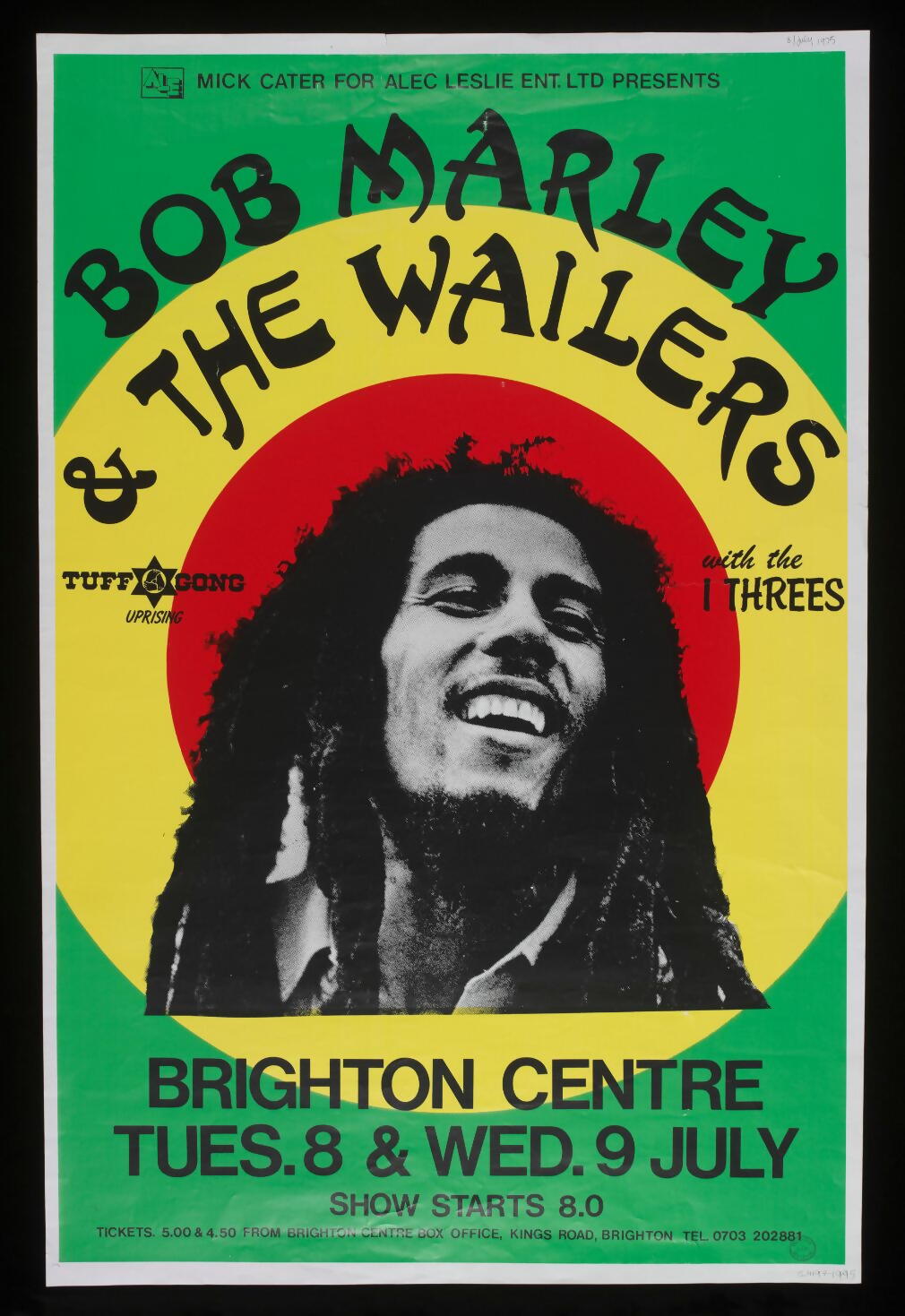 Poster advertising the music group Bob Marleyand the Wailers at Brighton Centre, Brighton, 1975 © Victoria and Albert Museum, London