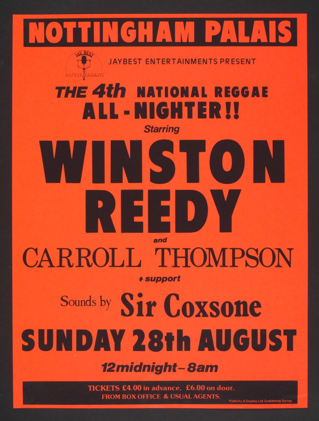 Poster advertising the performer Winston Reedy at Palais, Nottingham © Victoria and Albert Museum, London