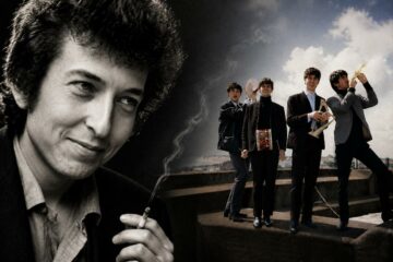 Bob Dylan and The Beatles photographed in the mid-1960s