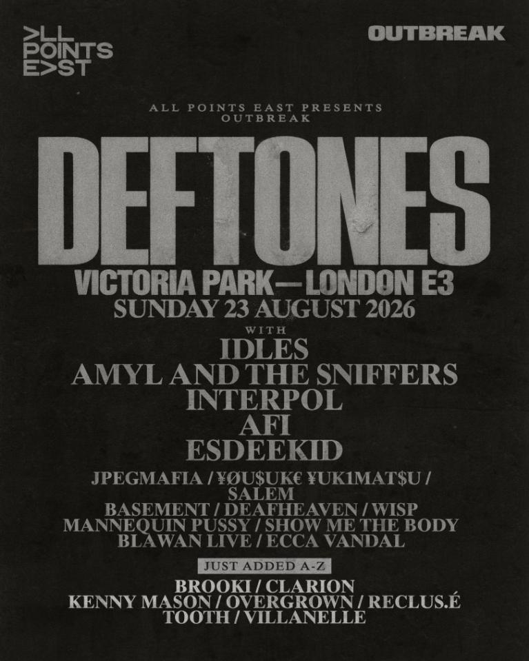 All Points East Outbreak London 2026 lineup poster, Victoria Park
