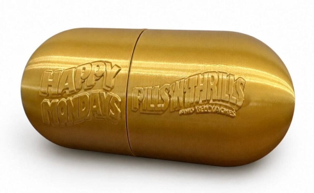 Happy Mondays, artwork for the Pills 'n' Thrills and Bellyaches gold pill reissue